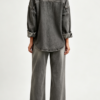 Custom Women's Denim Stone Washed Relaxed Denim Set Charcoal - view 2 Custom Women's Denim Stone Washed Relaxed Denim Set Charcoal - view 2