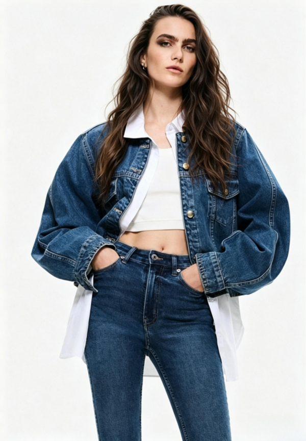 Custom Women's Stone Washed Relaxed Denim Set - view 2 Custom Women's Stone Washed Relaxed Denim Set - view 2