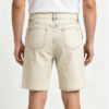 Custom Men's Denim Stone Washed Slim Denim Shorts Khaki - view 2 Custom Men's Denim Stone Washed Slim Denim Shorts Khaki - view 2