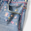 Custom Women's Organic Cotton Embroidered Blue Denim Shorts - view 2