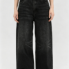 Custom Women's Selvedge Denim Stone Washed Baggy Jeans Black