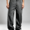 Custom Men's 14oz Denim Stone Washed Baggy Jeans Charcoal Custom Men's 14oz Denim Stone Washed Baggy Jeans Charcoal
