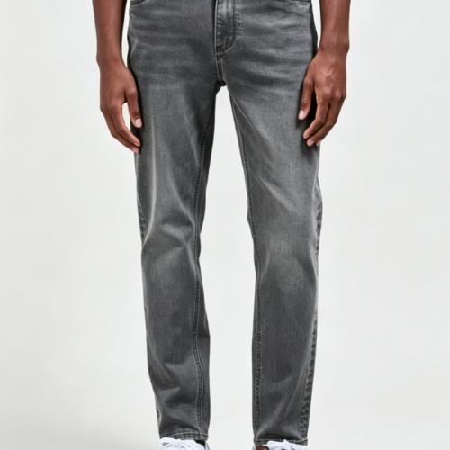 Custom Men's 14oz Denim Stone Washed Slim Jeans Slate Grey Custom Men's 14oz Denim Stone Washed Slim Jeans Slate Grey