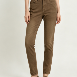 Custom Women's Selvedge Denim Stone Washed Slim Jeans Chocolate Brown