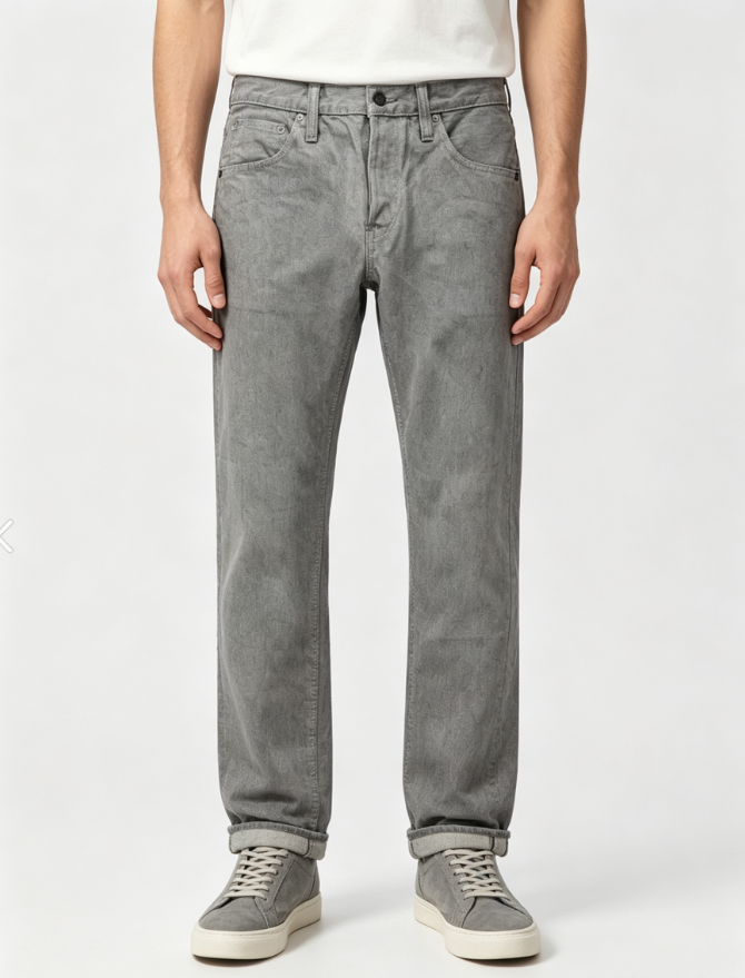 Custom Men's 14oz Denim Stone Washed Skinny Jeans Heather Grey