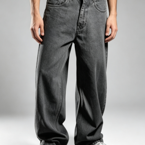 Custom Men's 14oz Denim Stone Washed Baggy Jeans Charcoal Custom Men's 14oz Denim Stone Washed Baggy Jeans Charcoal