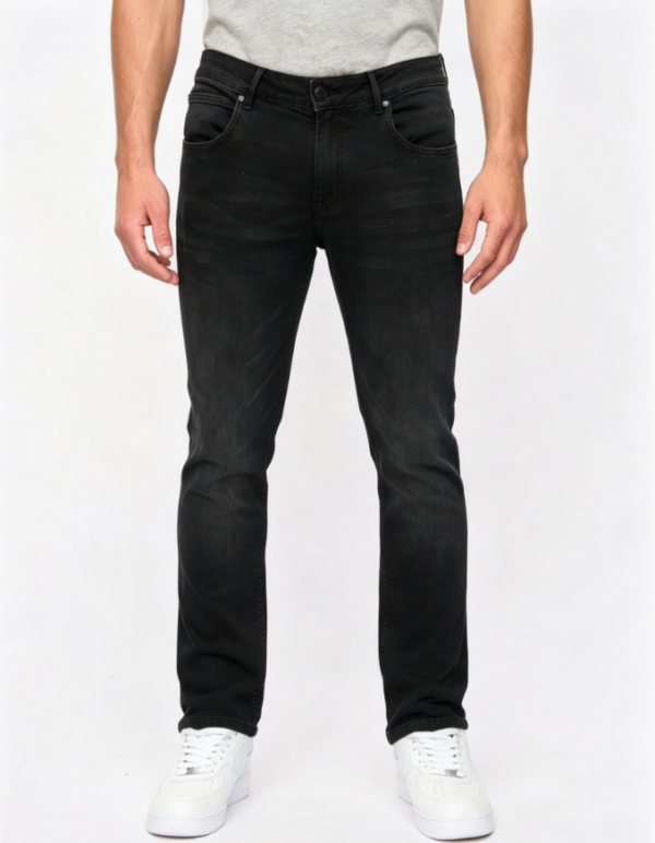 Custom Men's Stretch Denim Stone Washed Slim Jeans Black Custom Men's Stretch Denim Stone Washed Slim Jeans Black