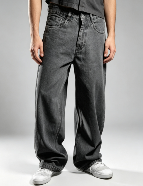 Custom Men's 14oz Denim Stone Washed Baggy Jeans Charcoal Custom Men's 14oz Denim Stone Washed Baggy Jeans Charcoal
