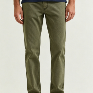 Custom Men's Stretch Denim Stone Washed Straight Jeans Army Green