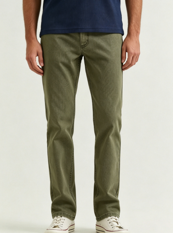 Custom Men's Stretch Denim Stone Washed Straight Jeans Army Green Custom Men's Stretch Denim Stone Washed Straight Jeans Army Green