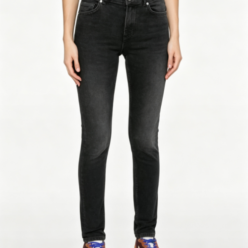 Custom Women's Selvedge Denim Stone Washed Skinny Jeans Washed Black