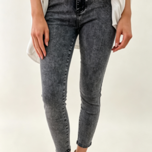 Custom Women's Selvedge Denim Stone Washed Slim Jeans Charcoal