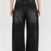 Custom Women's Selvedge Denim Stone Washed Baggy Jeans Black - view 2