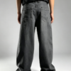 Custom Men's 14oz Denim Stone Washed Baggy Jeans Charcoal - view 2 Custom Men's 14oz Denim Stone Washed Baggy Jeans Charcoal - view 2