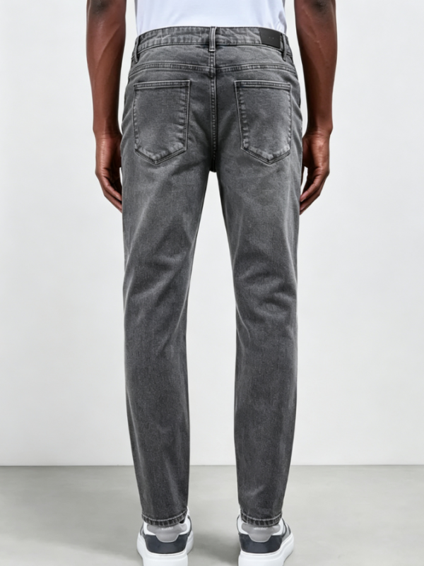 Custom Men's 14oz Denim Stone Washed Slim Jeans Slate Grey - view 2 Custom Men's 14oz Denim Stone Washed Slim Jeans Slate Grey - view 2