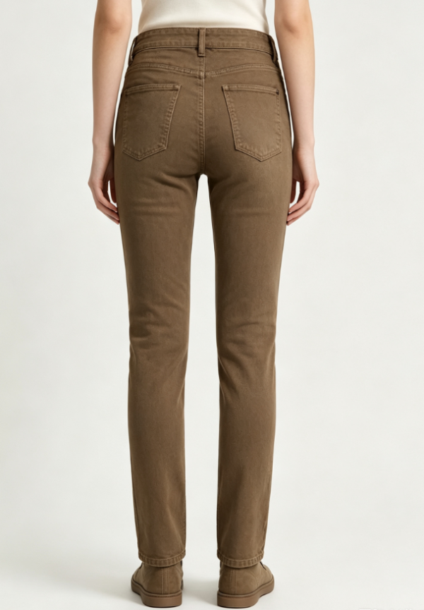 Custom Women's Selvedge Denim Stone Washed Slim Jeans Chocolate Brown - view 2 Custom Women's Selvedge Denim Stone Washed Slim Jeans Chocolate Brown - view 2