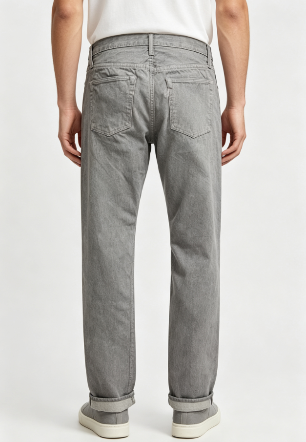Custom Men's 14oz Denim Stone Washed Skinny Jeans Heather Grey - view 2