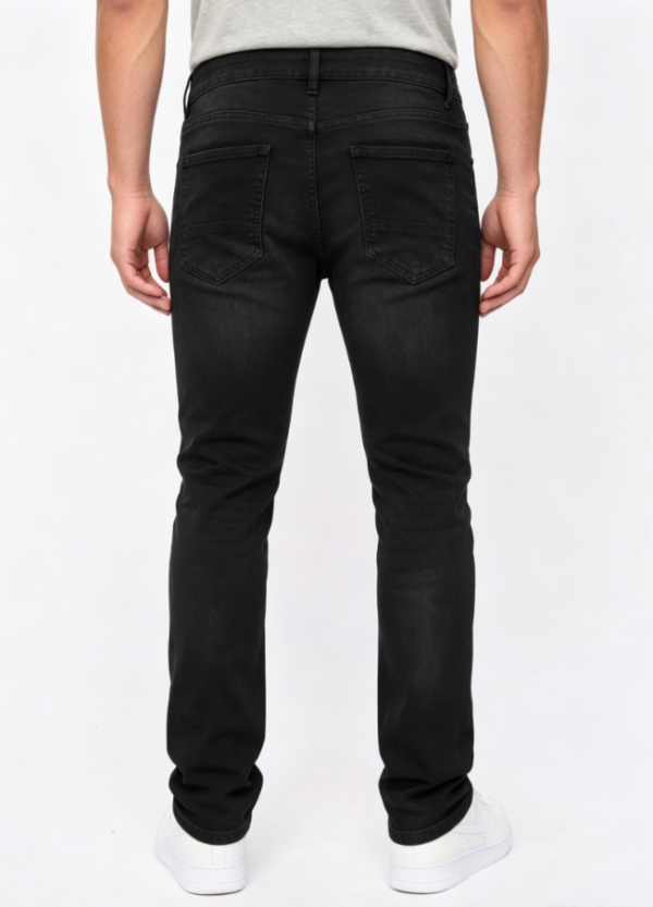 Custom Men's Stretch Denim Stone Washed Slim Jeans Black - view 2 Custom Men's Stretch Denim Stone Washed Slim Jeans Black - view 2