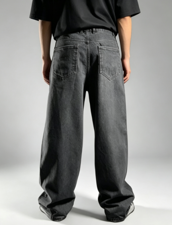 Custom Men's 14oz Denim Stone Washed Baggy Jeans Charcoal - view 2 Custom Men's 14oz Denim Stone Washed Baggy Jeans Charcoal - view 2