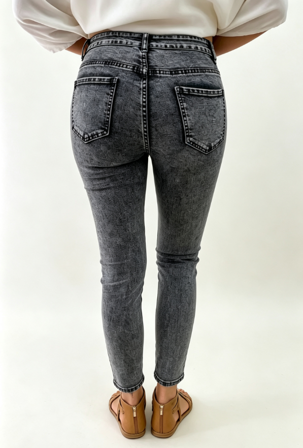 Custom Women's Selvedge Denim Stone Washed Slim Jeans Charcoal - view 2 Custom Women's Selvedge Denim Stone Washed Slim Jeans Charcoal - view 2