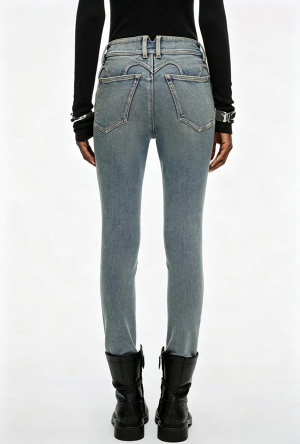 Custom Women's Organic Cotton Distressed Slim-Fit Jeans - view 2