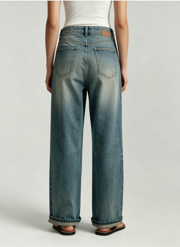 Custom Women's Selvedge Denim Distressed Straight Leg Jeans - view 3 Custom Women's Selvedge Denim Distressed Straight Leg Jeans - view 3