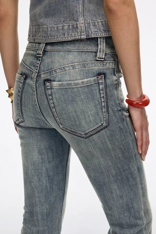 Custom Women's Denim Distressed Slim-Fit Blue Jeans - view 3 Custom Women's Denim Distressed Slim-Fit Blue Jeans - view 3