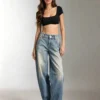 Custom Women's Organic Cotton Distressed Jeans Custom Women's Organic Cotton Distressed Jeans