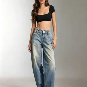 Custom Women's Organic Cotton Distressed Jeans