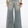 Custom Women's Organic Cotton Distressed Wide-Leg Jeans - Style AA7661 - view 3 Custom Women's Organic Cotton Distressed Wide-Leg Jeans - Style AA7661 - view 3