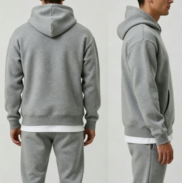 Custom Men's 500 GSM Heavyweight Distressed Regular Pullover Hoodie Heather Grey - view 2 Custom Men's 500 GSM Heavyweight Distressed Regular Pullover Hoodie Heather Grey - view 2