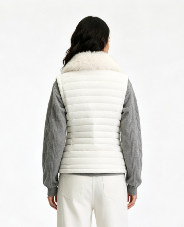Custom Women's Down Filled Quilted Oversized White Puffer Jacket - Style 95CEB2 - view 2 Custom Women's Down Filled Quilted Oversized White Puffer Jacket - Style 95CEB2 - view 2