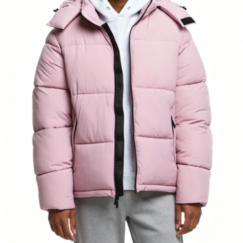 Custom Men's Down Filled Matte Oversized Puffer Puffer Jacket Dusty Pink