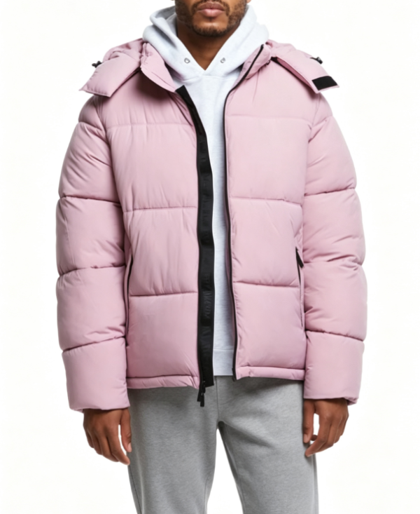 Custom Men's Down Filled Matte Oversized Puffer Puffer Jacket Dusty Pink