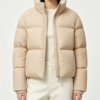 Custom Women's Down Filled Matte Cropped Puffer Puffer Jacket Sand Custom Women's Down Filled Matte Cropped Puffer Puffer Jacket Sand