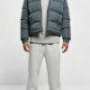 Custom Men's Down Filled Glossy Cropped Puffer Puffer Jacket Heather Grey
