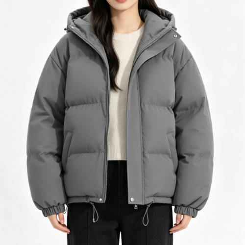 Custom Women's Down Filled Quilted Oversized Puffer Puffer Jacket Charcoal Custom Women's Down Filled Quilted Oversized Puffer Puffer Jacket Charcoal