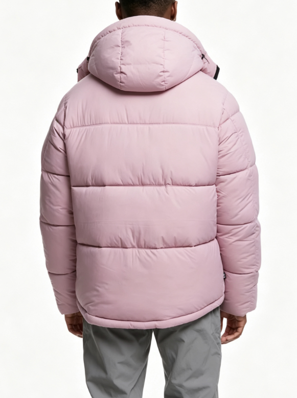 Custom Men's Down Filled Matte Oversized Puffer Puffer Jacket Dusty Pink - view 2