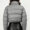 Custom Women's Down Filled Quilted Cropped Puffer Puffer Jacket Grey - view 2 Custom Women's Down Filled Quilted Cropped Puffer Puffer Jacket Grey - view 2