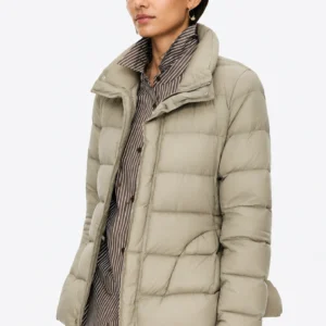 Custom Women's Down Filled Cropped Sand Puffer Jacket - Style C8091F