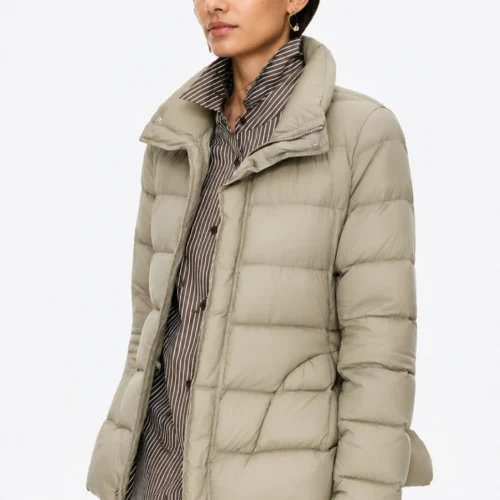 Custom Women's Down Filled Cropped Sand Puffer Jacket - Style C8091F Custom Women's Down Filled Cropped Sand Puffer Jacket - Style C8091F