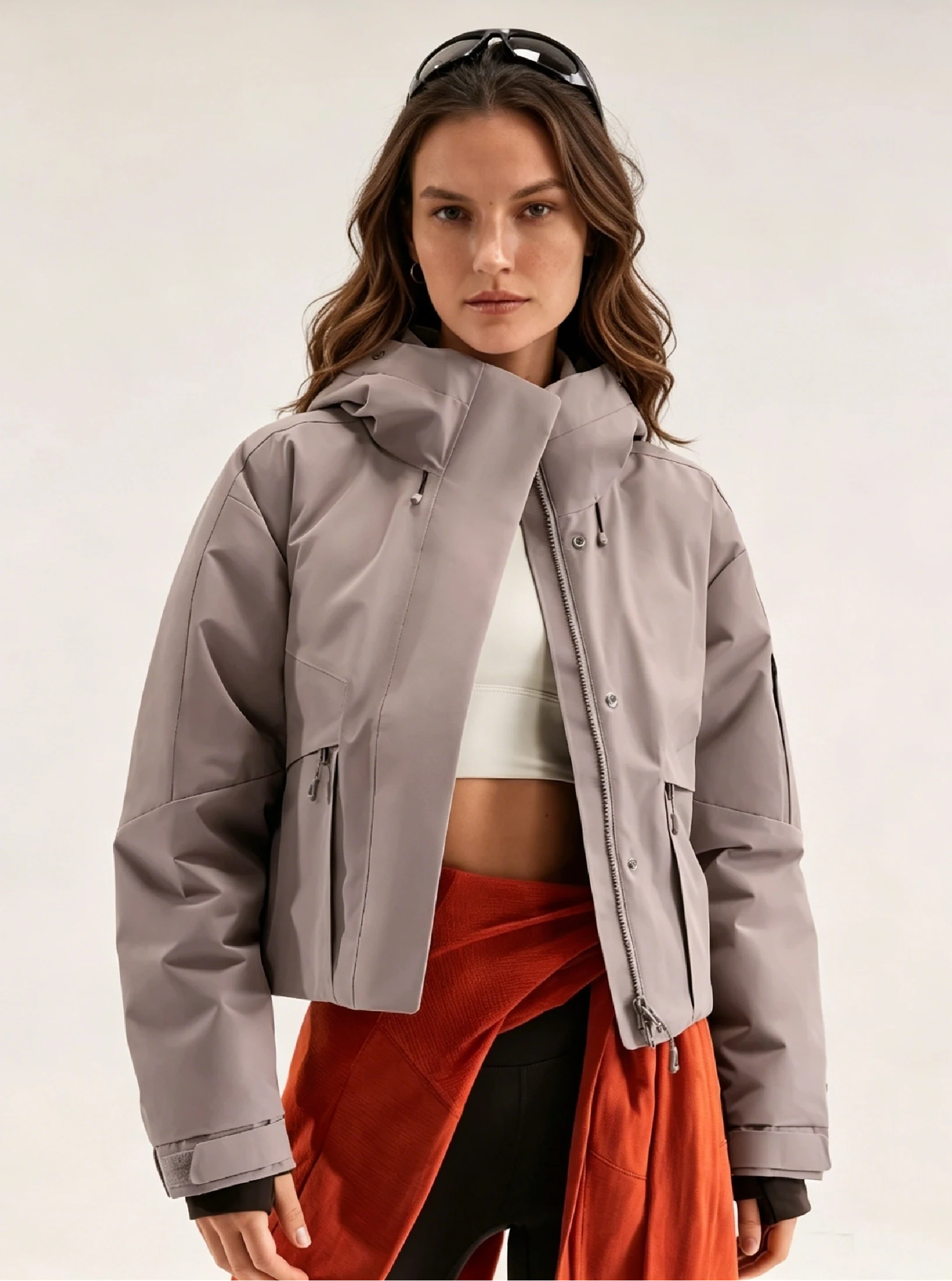Custom Women's Down Filled Cropped Pink Puffer Jacket
