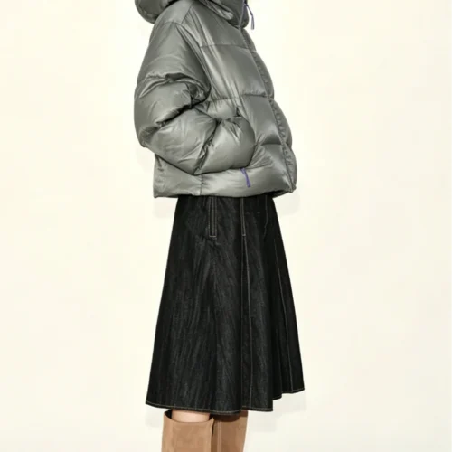Custom Women's Down Filled Quilted Oversized Charcoal Puffer Jacket - Style D845A7 Custom Women's Down Filled Quilted Oversized Charcoal Puffer Jacket - Style D845A7