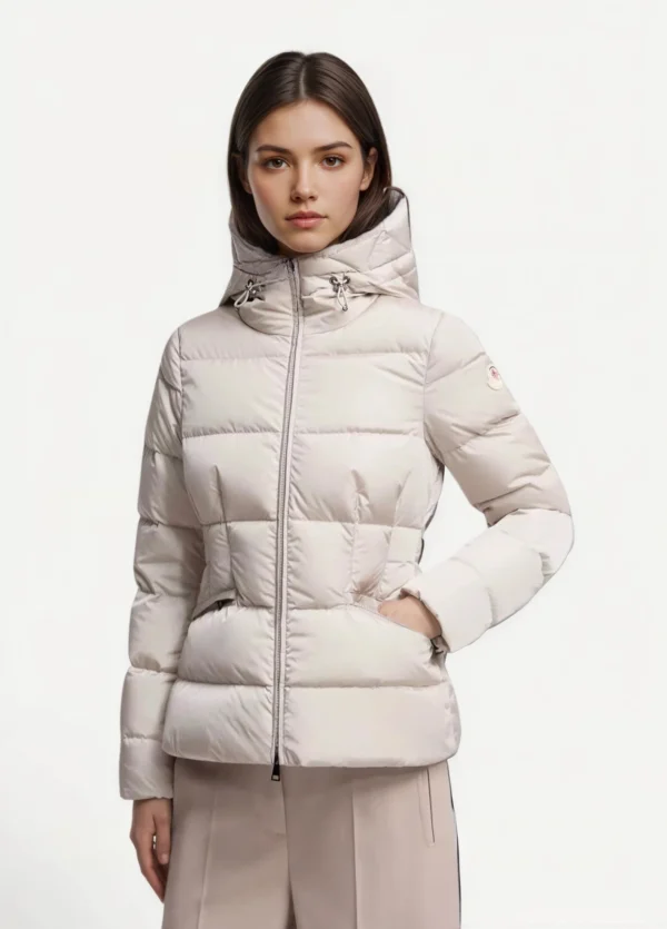 Custom Women's Down Filled Quilted Fitted Champagne Puffer Jacket Custom Women's Down Filled Quilted Fitted Champagne Puffer Jacket