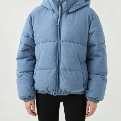 Custom Women's Down Filled Quilted Oversized Puffer Puffer Jacket Washed Blue Custom Women's Down Filled Quilted Oversized Puffer Puffer Jacket Washed Blue