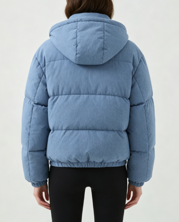 Custom Women's Down Filled Quilted Oversized Puffer Puffer Jacket Washed Blue - view 2 Custom Women's Down Filled Quilted Oversized Puffer Puffer Jacket Washed Blue - view 2