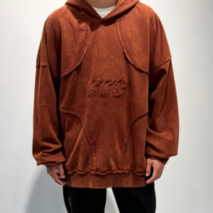 Custom Men's Embroidered Oversized Rust Hoodie