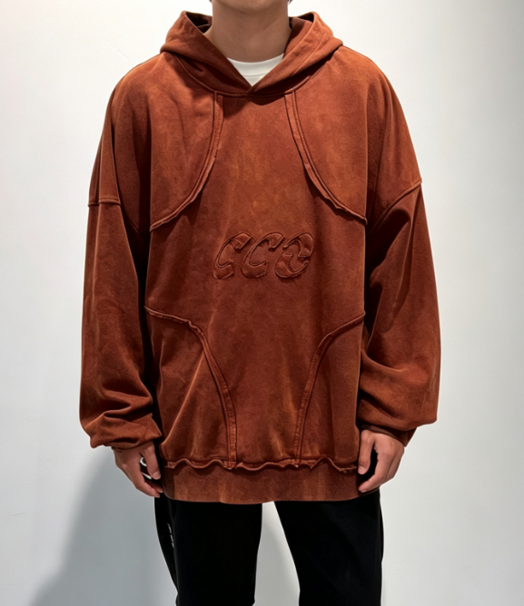Custom Men's Embroidered Oversized Rust Hoodie