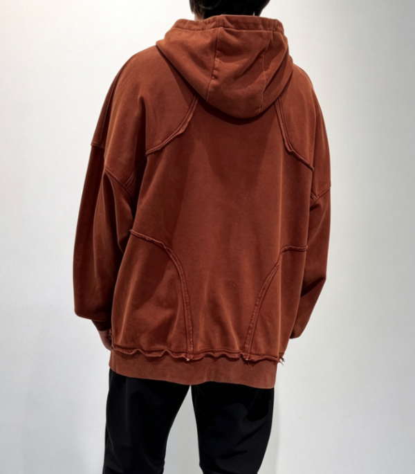 Custom Men's Embroidered Oversized Rust Hoodie - view 2