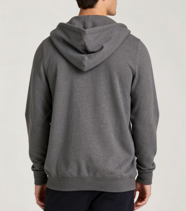 Custom Men's 400 GSM French Terry Embroidered Longline Zip-Up Hoodie Charcoal - view 2